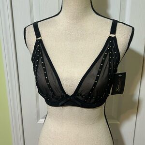 Fredericks of Hollywood Rozlyn Black Sheer Studded Bra